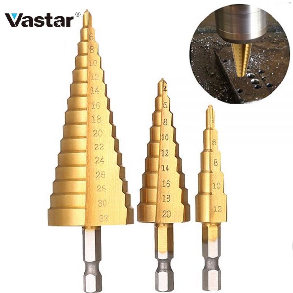 4-12 4-20 4-32 mm HSS Titanium Coated Step Drill Bit Drilling Power ...