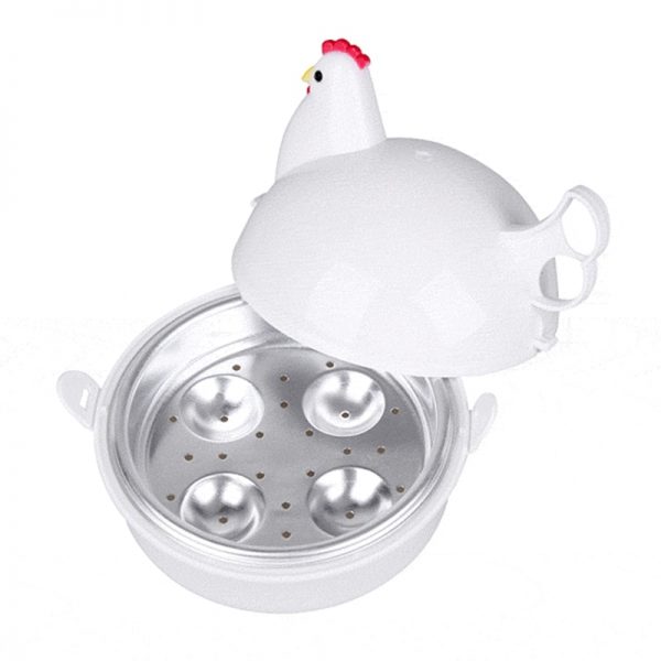 4 Egg Boiler Eggs Steamer Chicken Shaped Microwave Cooker Novelty Kitchen Household Cooking Appliances Steamer Home Tool - Image 4