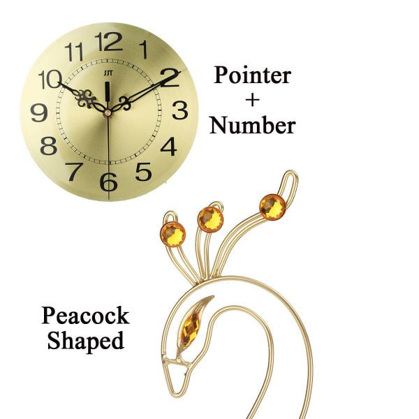 Large 3D Gold Diamond Peacock Wall Clock Metal Watch for Home Living Room Decoration DIY Clocks Crafts Ornaments Gift 53x53cm - Image 4