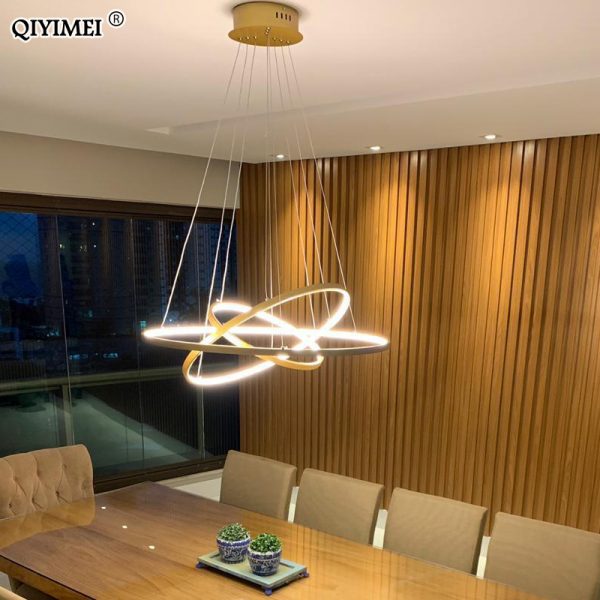 Modern LED Pendant lights for living dining room white golden coffee black Circle Rings aluminum body Lamp fixtures home lamp - Image 2