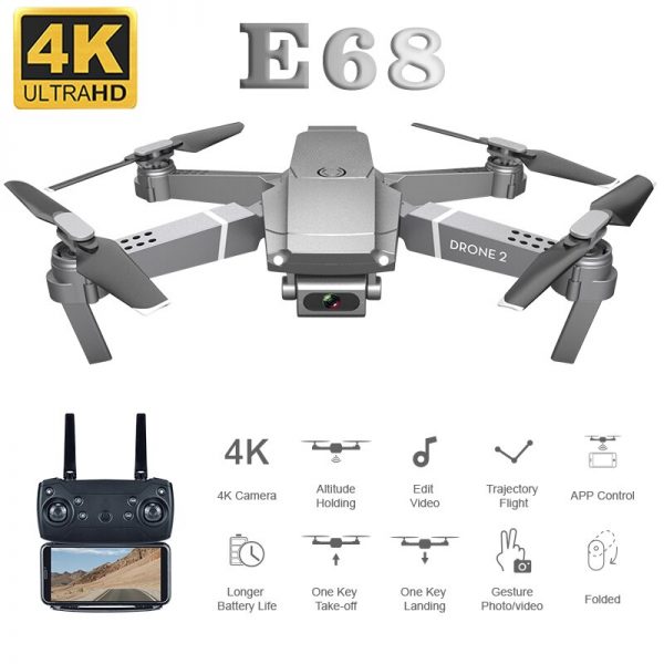 Drone 4K 2020 New E68 WIFI FPV Mini Drone With Wide Angle HD 4K 1080P Camera Hight Hold Mode RC Foldable Quadcopter Dron Gift - Image 2