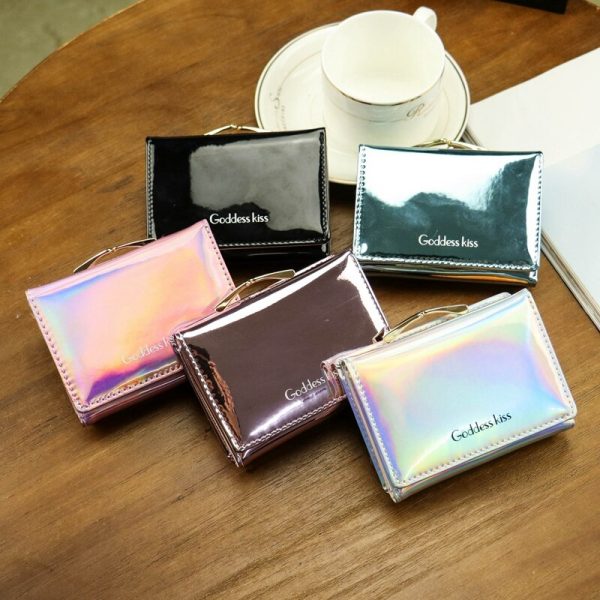 LIMIT 500 Summer Stylish Women Luxury Laser Girls Leather Wallet Card Holder Coin Purse Clutch Mini Laser Wallet #15 - Image 2