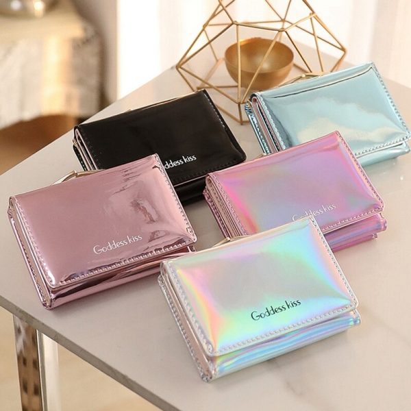 LIMIT 500 Summer Stylish Women Luxury Laser Girls Leather Wallet Card Holder Coin Purse Clutch Mini Laser Wallet #15 - Image 3