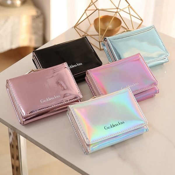 LIMIT 500 Summer Stylish Women Luxury Laser Girls Leather Wallet Card Holder Coin Purse Clutch Mini Laser Wallet #15 - Image 4