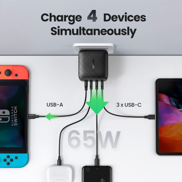 UGREEN 65W GaN Charger Quick Charge 4.0 3.0 Type C PD USB Charger with QC 4.0 3.0 Fast Charger for iPhone 12 Pro Xiaomi Laptop - Image 2