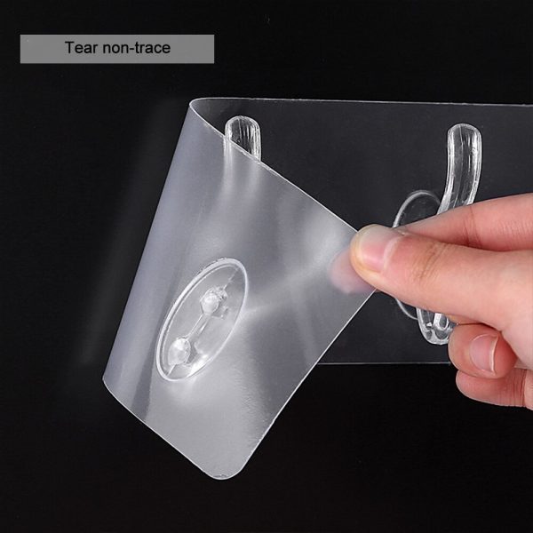 3/5/6 Row Transparent Hook Punch-Free Wall Strong Sticking Hook Holder for Hat Clothes Hanger Towel Holder Bathroom Storage Rack - Image 2