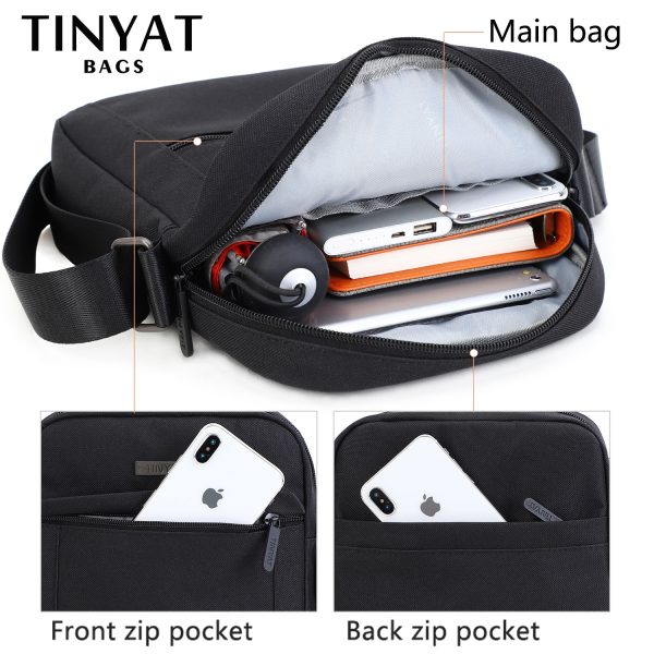 TINYTA bag for men light men shoulder bag for 9.7 'pad 9 pocket waterproof casual shoulder bag black canvas messenger bag T5001 - Image 2