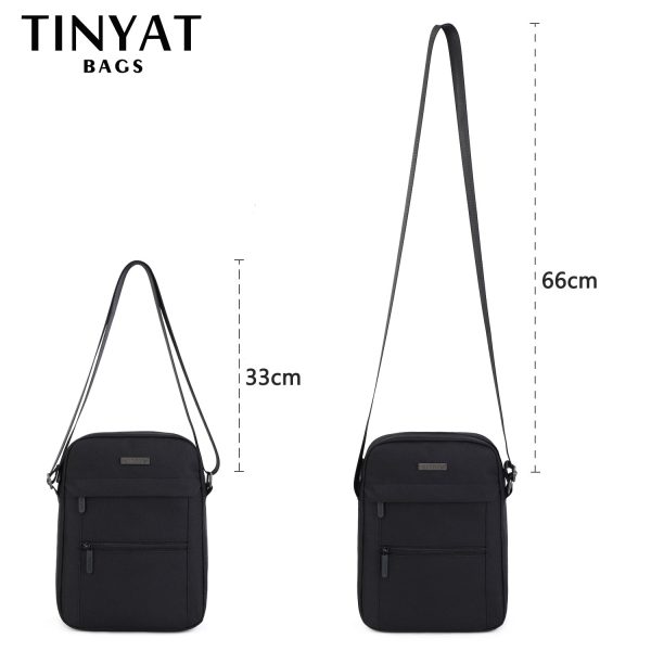 TINYTA bag for men light men shoulder bag for 9.7 'pad 9 pocket waterproof casual shoulder bag black canvas messenger bag T5001 - Image 3