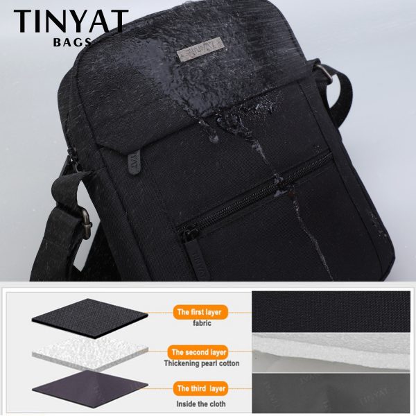 TINYTA bag for men light men shoulder bag for 9.7 'pad 9 pocket waterproof casual shoulder bag black canvas messenger bag T5001 - Image 6