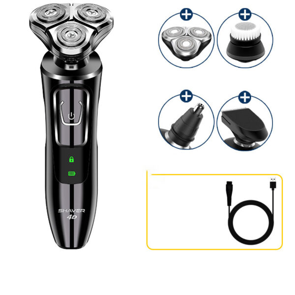 Electric Shaver for Men - 3D Rechargeable Rotary Shaver Wet and Dry Whole Body Waterproof Electric Razor - Image 4