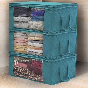 Non Woven Fabric Storage Box Folding Storage Box Clear Window Organizer With Handles 1pcs