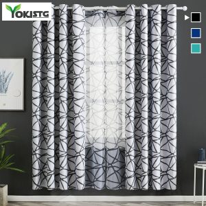 YokiSTG Blackout Curtains For Living Room Bedroom Irregular Stripes Thermal Pattern Window Treatment  Drapes Home Decorative