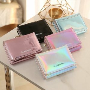 5 Colors Summer Stylish Wallet Women New Hot Luxury Laser Leather Wallet Card Holder Coin Purse Clutch Mini Laser Wallet