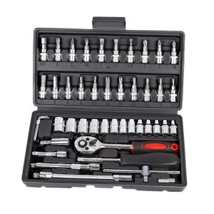 46PCS Socket Set Ratchet Screwdriver Torque Wrench Combination Household Tool Suitable For Car Repair