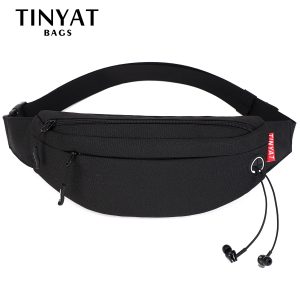 TINYAT Men Waist Bag Pack Purse Casual Large Phone Belt Bag Pouch Women's Canvas Travel Phone Bag Fanny Banana Bag Hip 4 Pockets