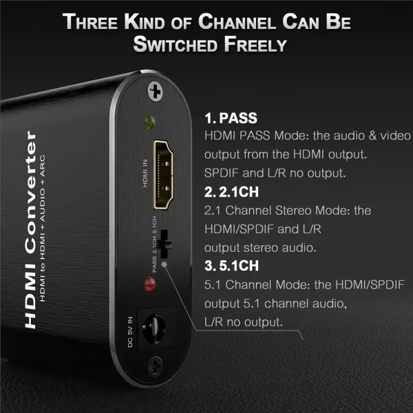 4K HDMI ARC Audio Extractor HDMI to Optical Toslink SPDIF + 3.5mm AUX Jack Stereo Audio Adapter ARC Return Channel Converter - Image 5